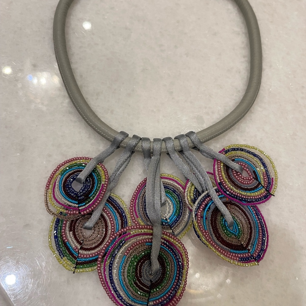 Gas Bijoux necklace from Paris. Made in France. Silk, beads, magnetic clasp